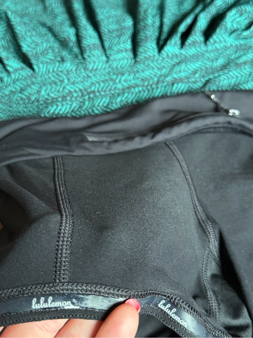 lululemon athletica Teal Patterned Pleated Skater Skirt with Black Waistband - Picture 5 of 5